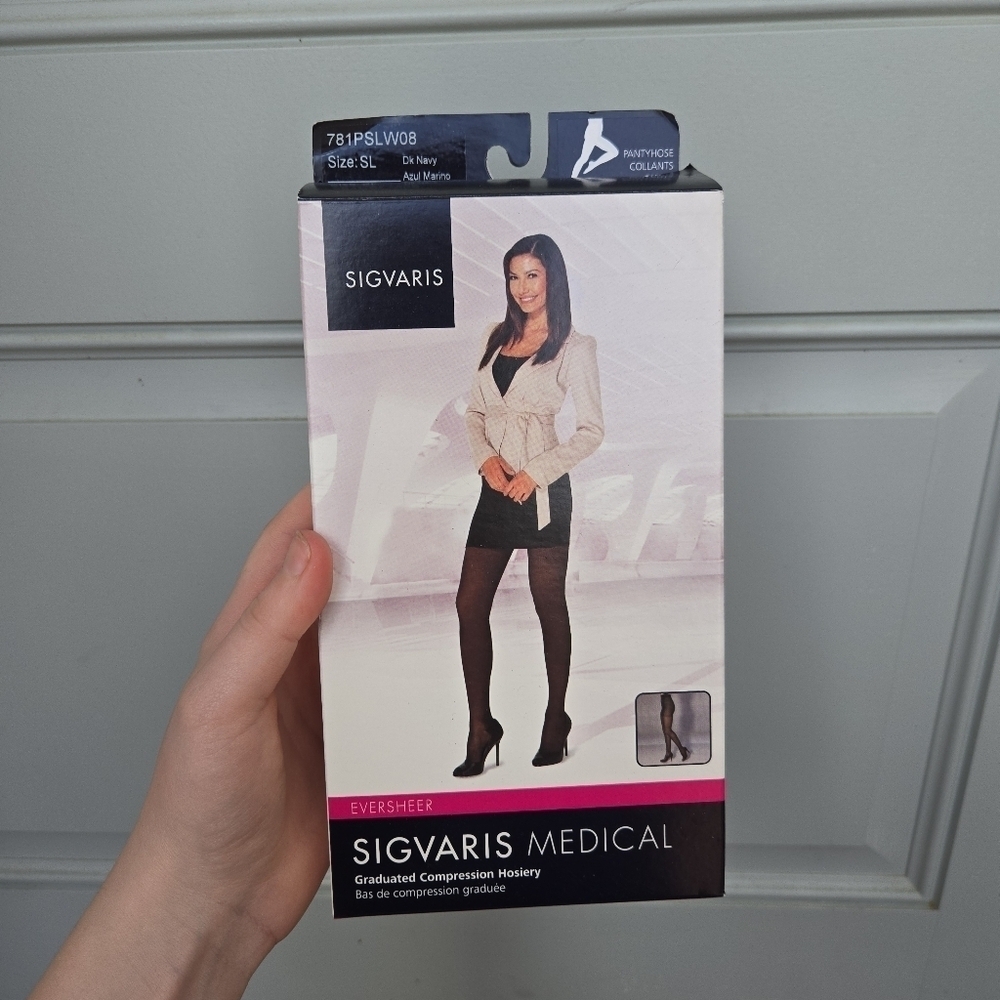 NWT Sigvaris Medical Pantyhose Navy 15-20mmHg SIZE SMALL LONG